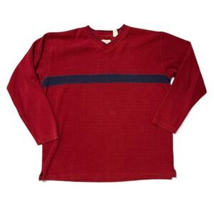 Vintage St Johns Bay shirt Sweater Mens XL Tall Red Stripe Knit Pullover 90s Y2K